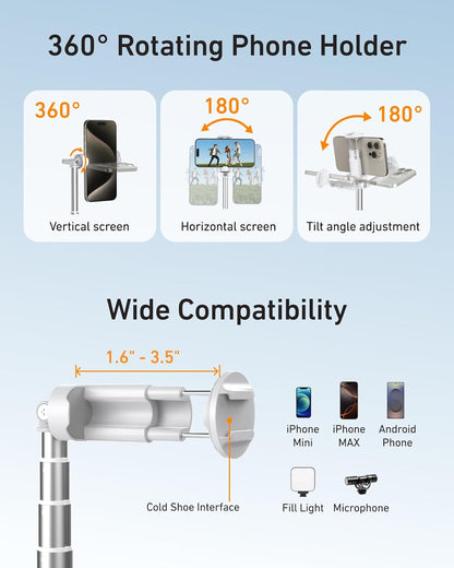 TELESIN 70 Gravity Auto-Open Phone Tripod Stand – Selfie Stick with Bluetooth Remote