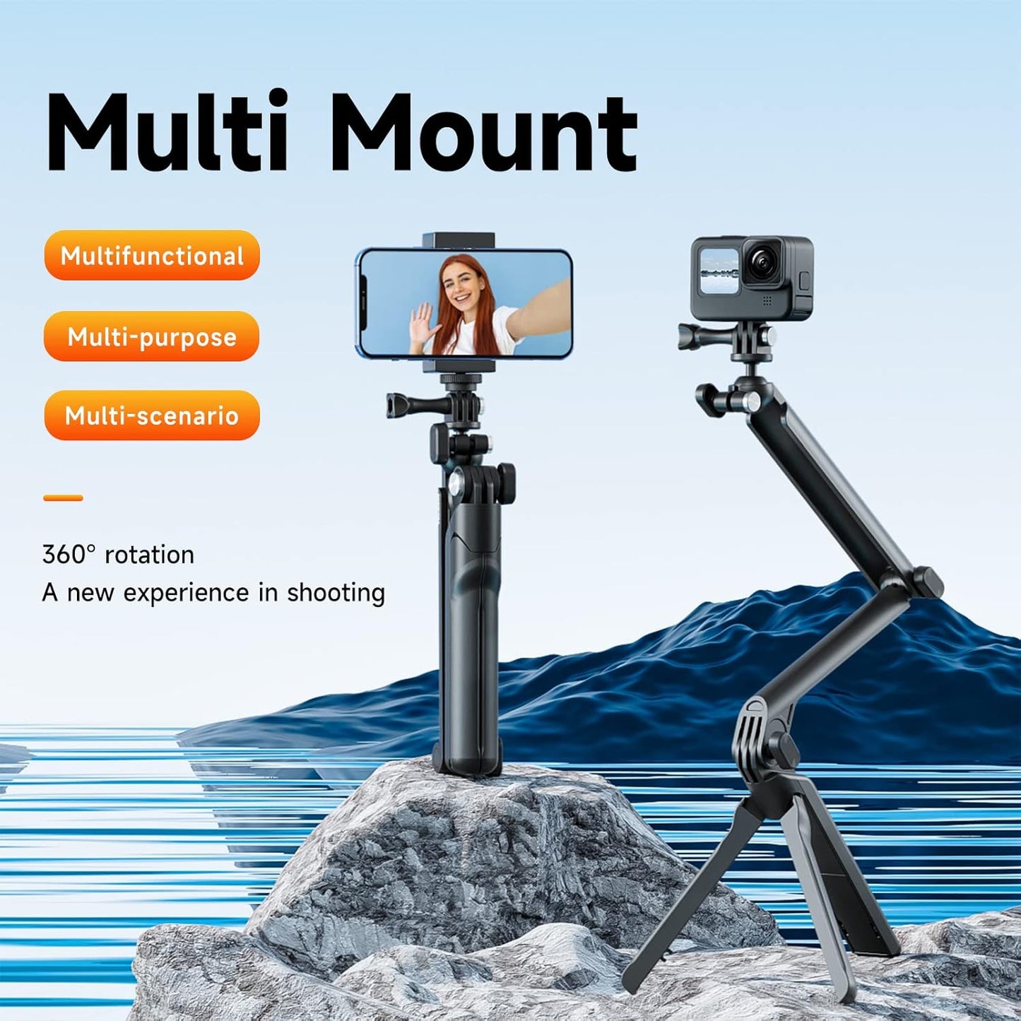 TELESIN Flexible Selfie Tripod Grip for Action Cameras