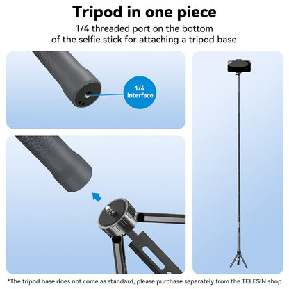 TELESIN G3 Carbon Fiber 3m Selfie Stick for Action Cameras