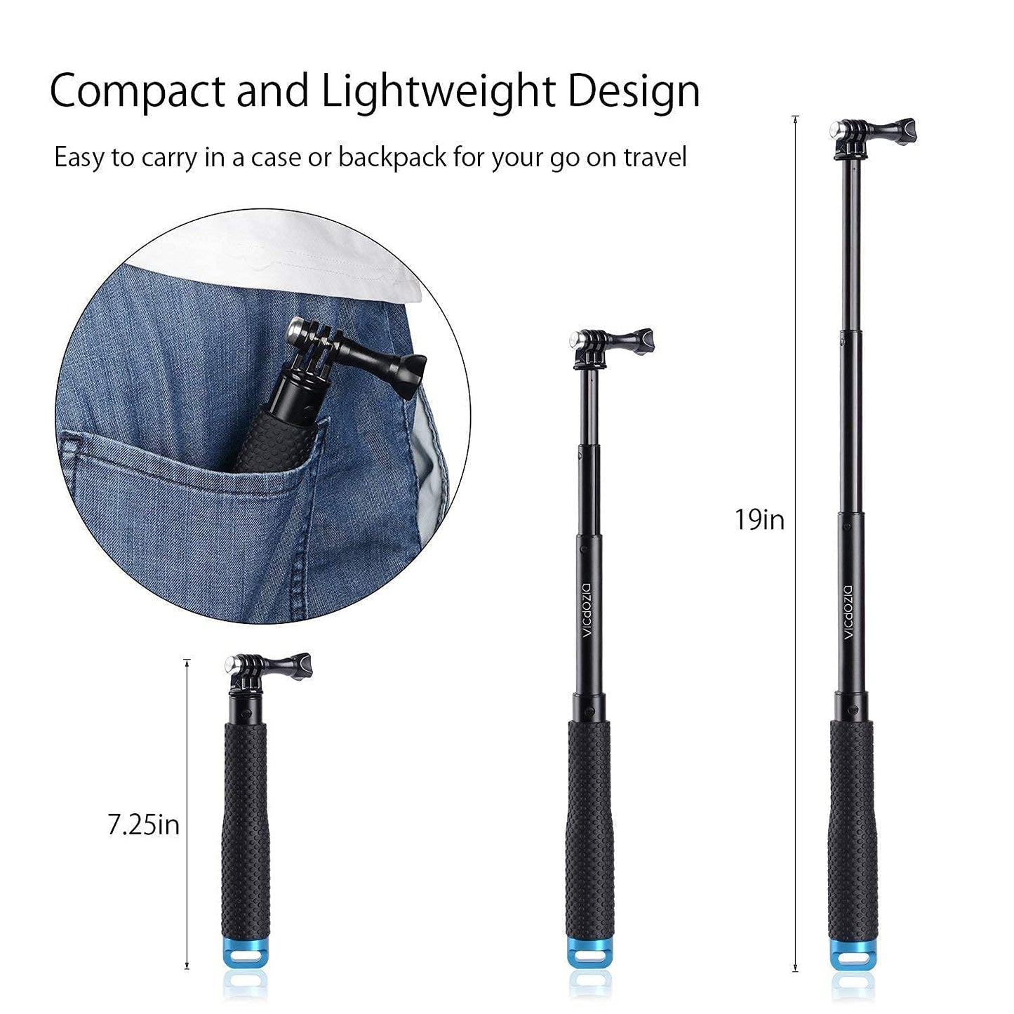 TEKTONIC Foldable Selfie Stick Tripod for Phone & Action Cam