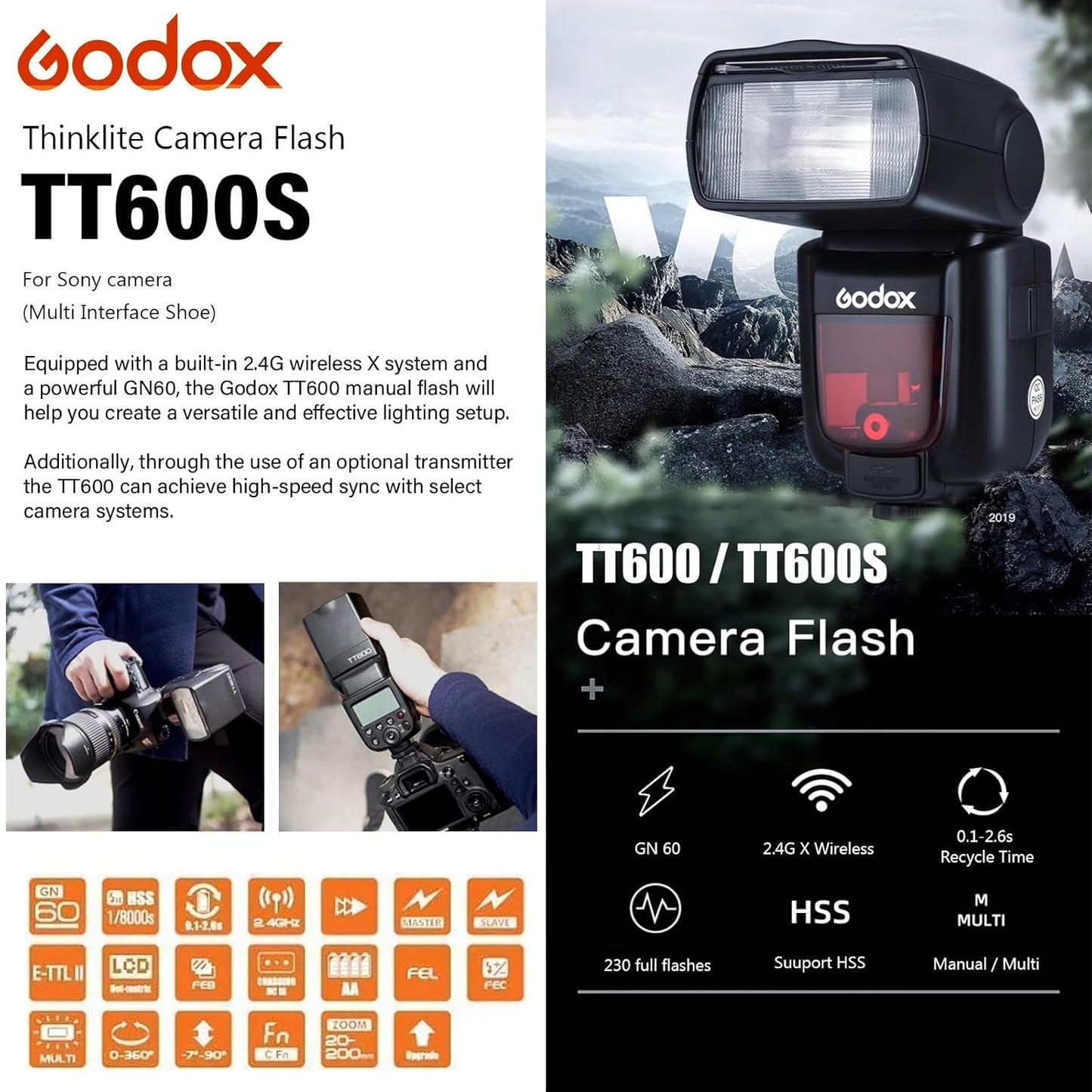 Godox TT600 Manual Speedlite Flash (Black)