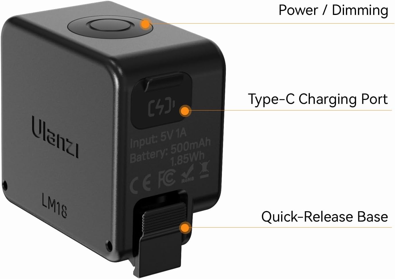 Ulanzi LM18 Mini Magnetic Vlogging Light + PK-06 Pocket 3/4 Expansion Adapter Kit