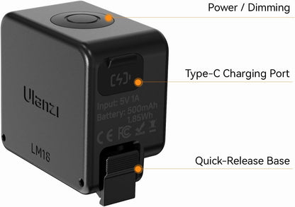 Ulanzi LM18 Mini Magnetic Vlogging Light + PK-06 Pocket 3/4 Expansion Adapter Kit