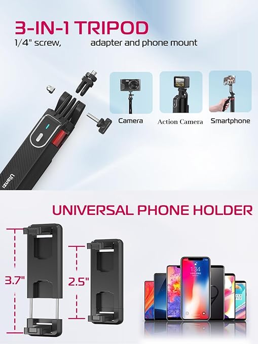ULANZI MA09 Phone Tripod Extendable Selfie Stick with Remote