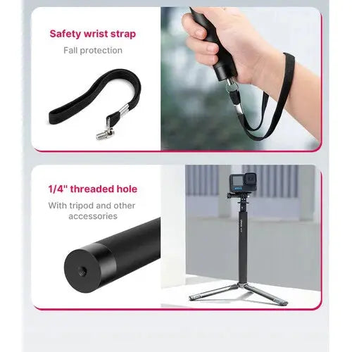 ULANZI MT-58 Extendable Selfie Stick 1/4" Thread Mount, 4ft Lightweight Handle Ulanzi
