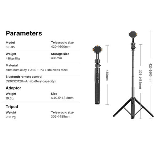 ULANZI SK-05 Magnetic Phone Tripod 63" Selfie Stand