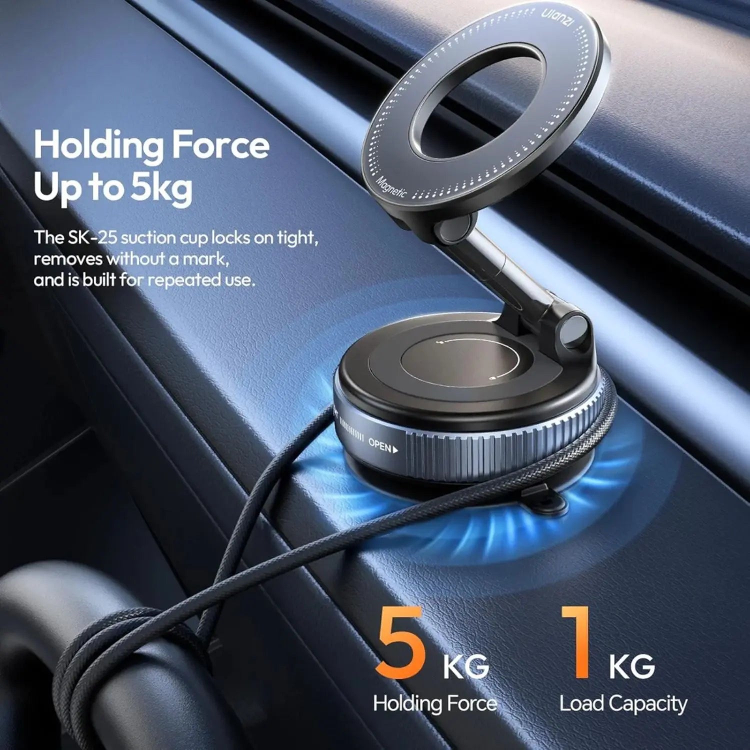ULANZI SK-25 MagSafe Car Phone Holder Magnetic Suction Mount (Black) Ulanzi