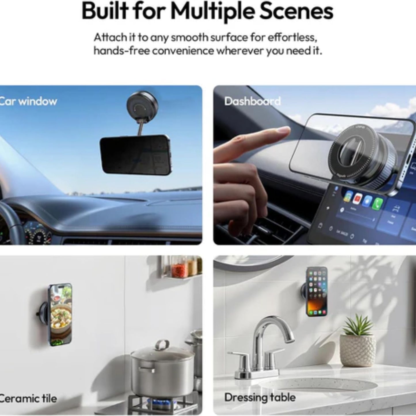 ULANZI SK-25 MagSafe Car Phone Holder Magnetic Suction Mount (Black)