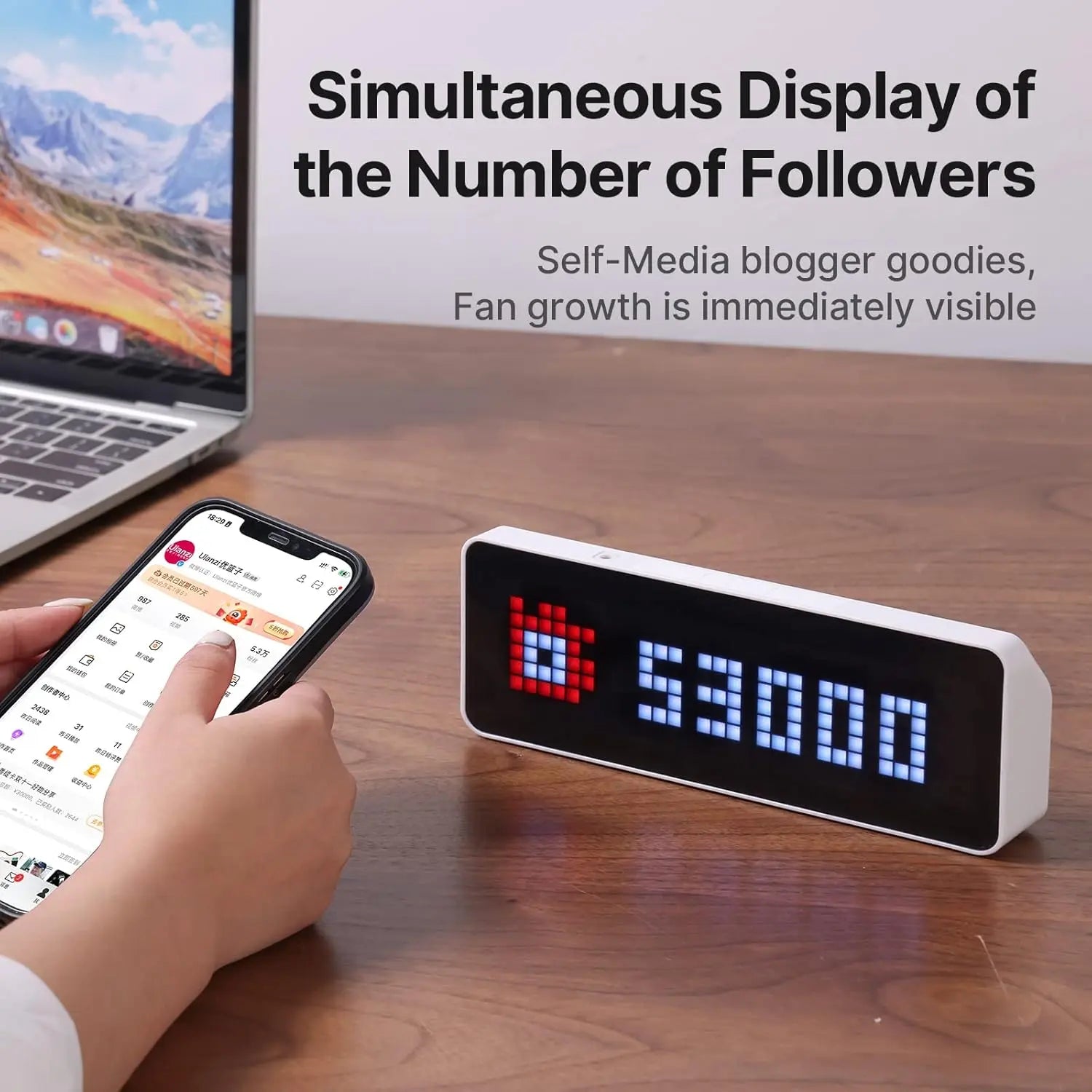 Ulanzi TC001 Smart Pixel Clock Social Media Counter Display Ulanzi