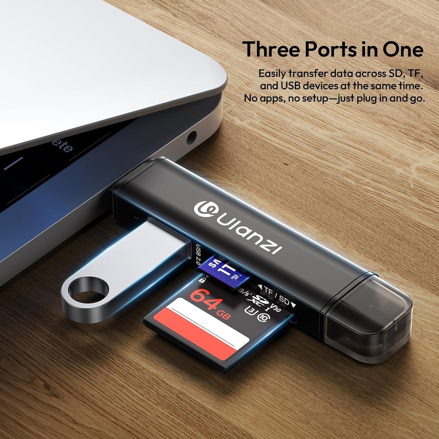 ULANZI CRI1 3-in-1 USB 3.1 Card Reader SD/TF, Dual USB-C/A, 170MB/s