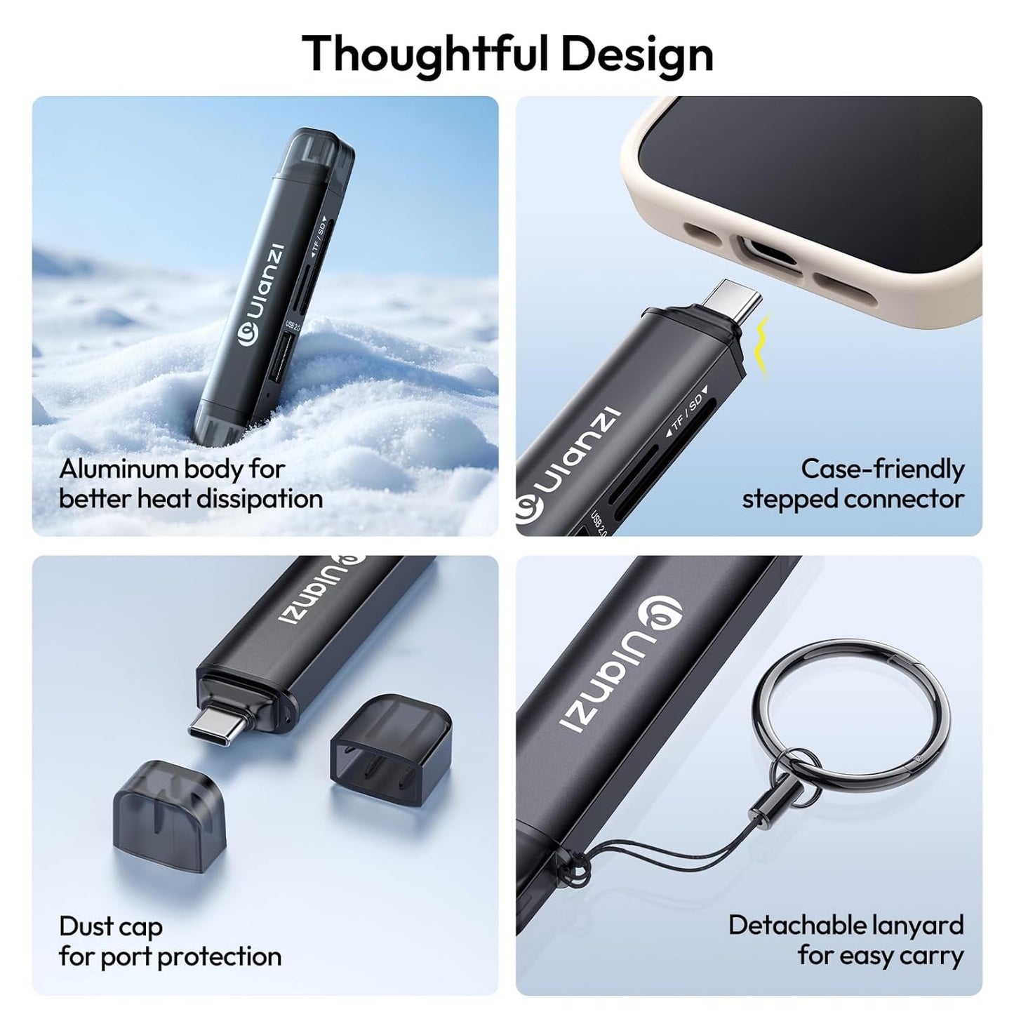 ULANZI CRI1 3-in-1 USB 3.1 Card Reader SD/TF, Dual USB-C/A, 170MB/s