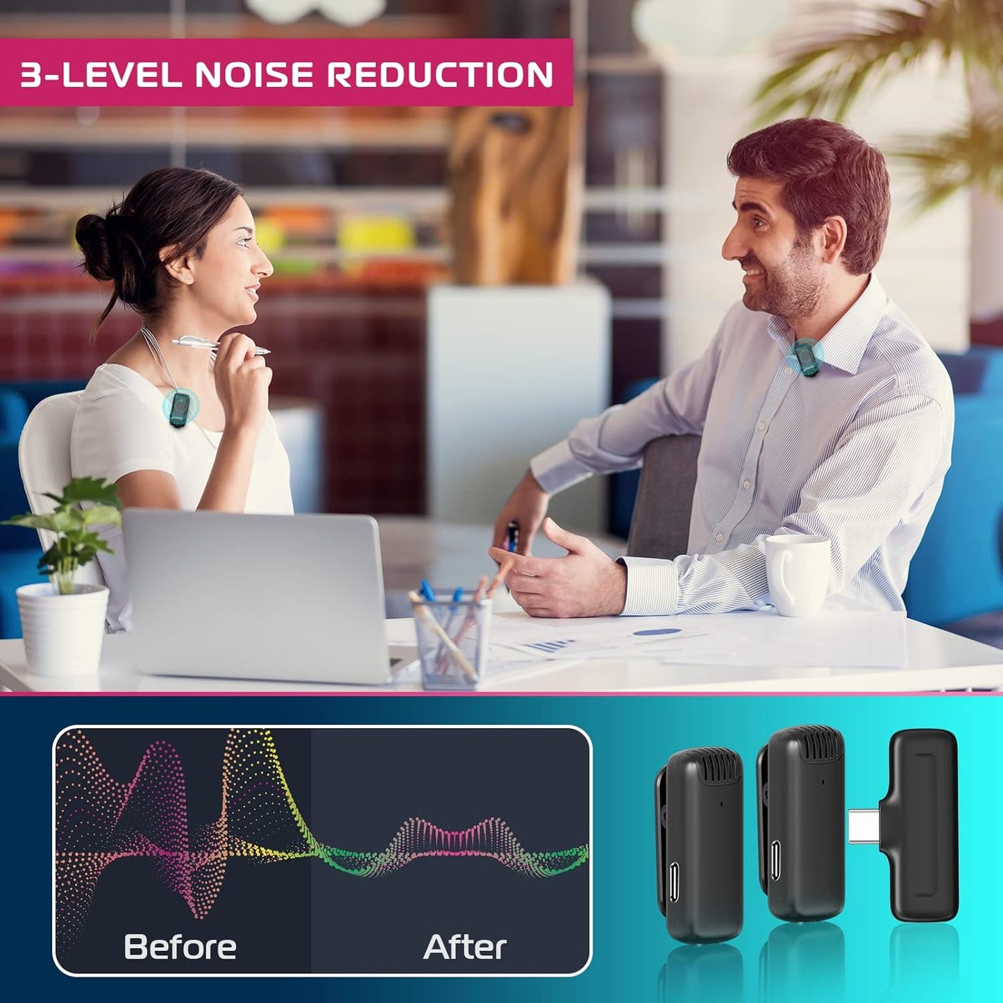 Ulanzi J12 Dual Wireless Lavalier Microphone for USB-C Phones