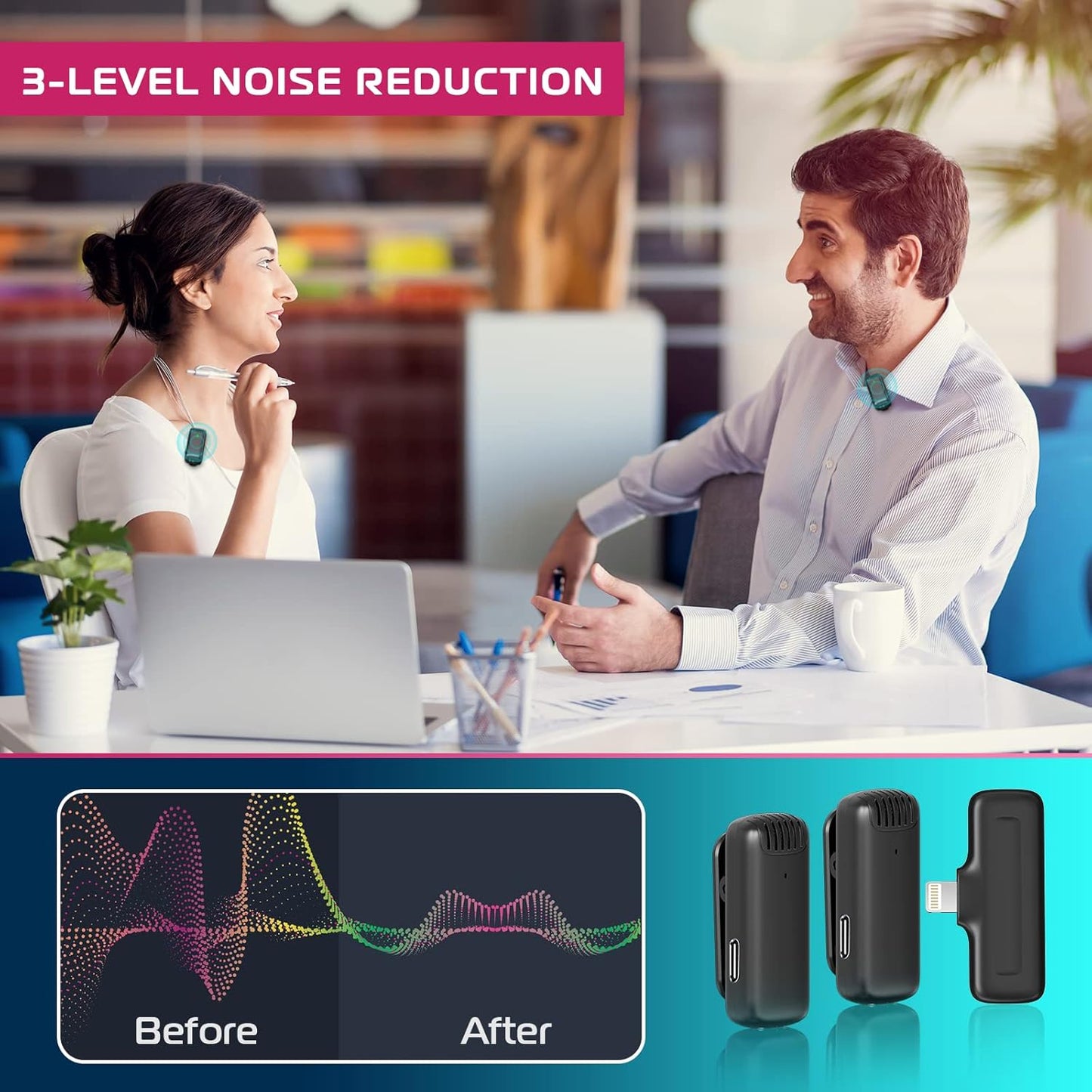 Ulanzi J12 Dual Wireless Lavalier Microphone for iPhone/iPad