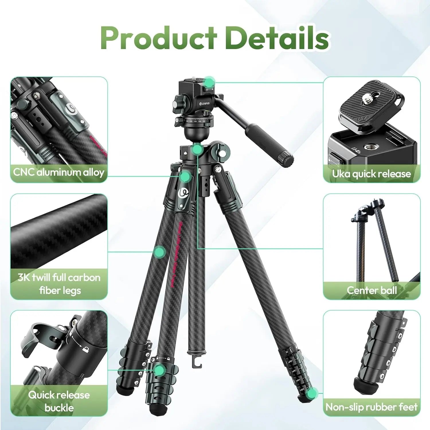 Ulanzi JJ06 GlideGo Carbon Fiber Video Tripod Ulanzi