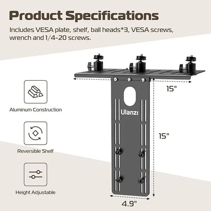 Ulanzi LS16 DSLR Monitor Top Shelf Clamp for VESA Arm & Desk Mounts