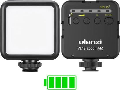 Ulanzi VL49 LED Video Light with 2000mAh Battery & 3 Cold Shoes