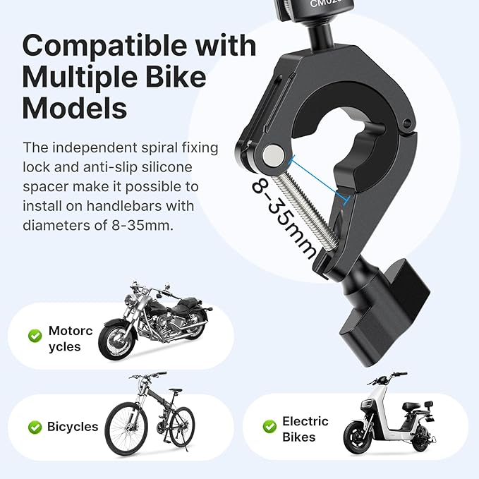 Ulanzi CM025 Bike & Motorcycle Handlebar Mount for Action Cameras