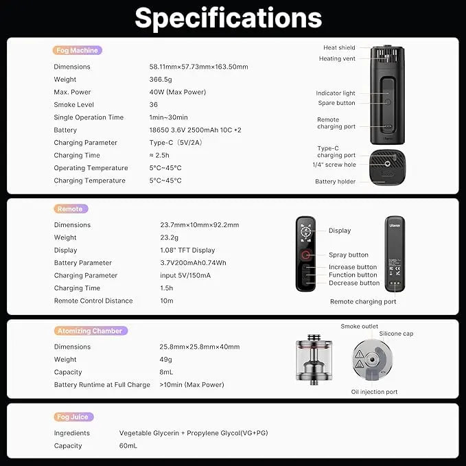 Ulanzi FM01 Filmog Ace Portable Fog Machine Ulanzi