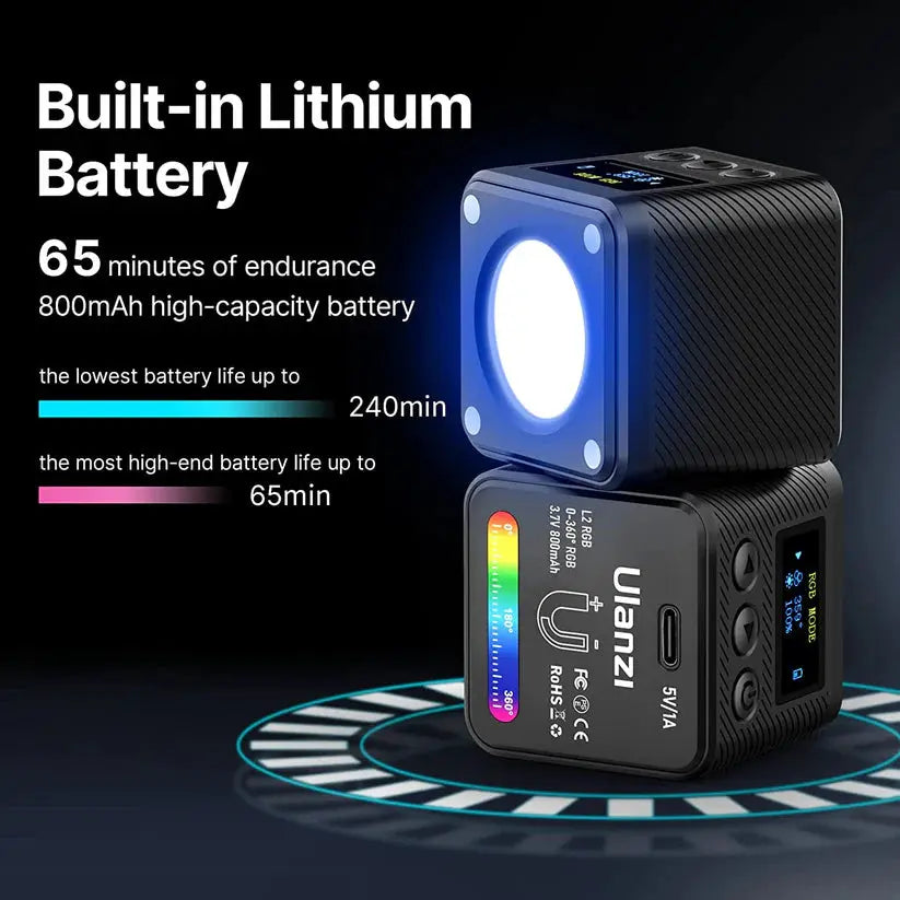 Ulanzi L2 RGB LED Video Light Magnetic Pocket Cube Light Ulanzi