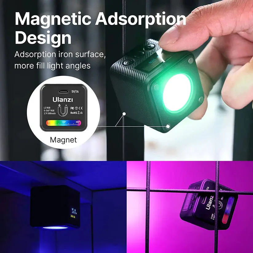Ulanzi L2 RGB LED Video Light Magnetic Pocket Cube Light Ulanzi