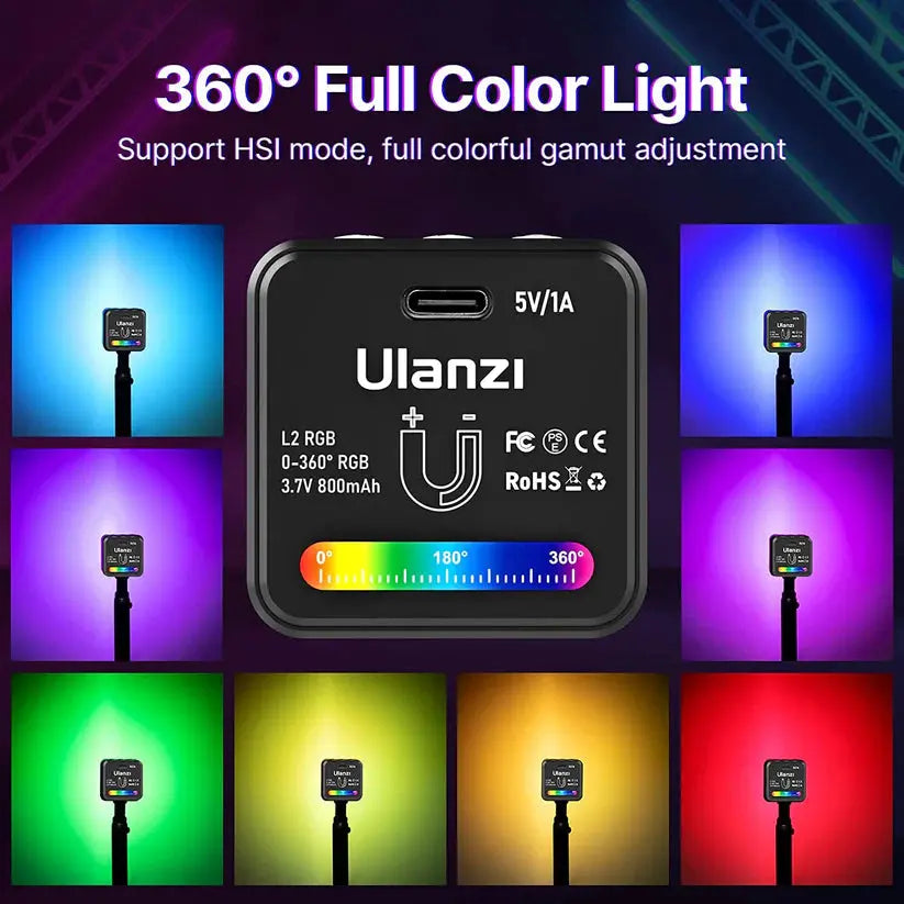 Ulanzi L2 RGB LED Video Light Magnetic Pocket Cube Light Ulanzi