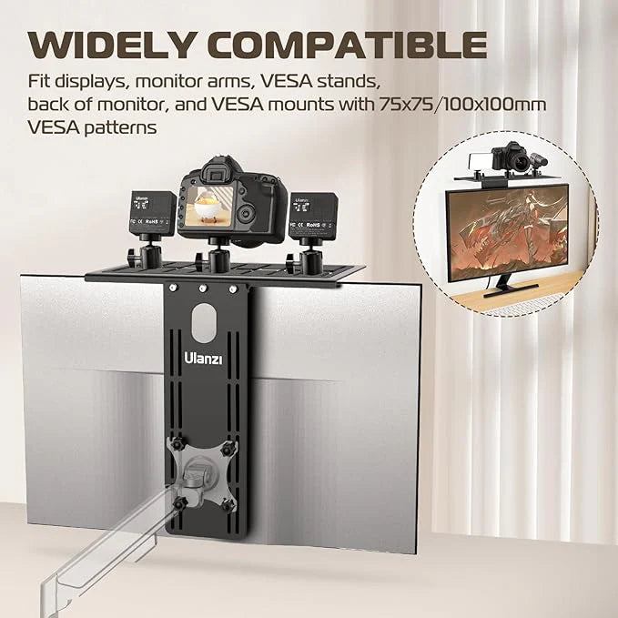 Ulanzi LS16 DSLR Monitor Top Shelf Clamp for VESA Arm & Desk Mounts
