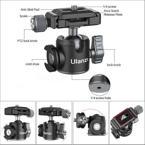 Ulanzi U-80L Ball Head with Side Cold Shoe & Arca QR Ulanzi