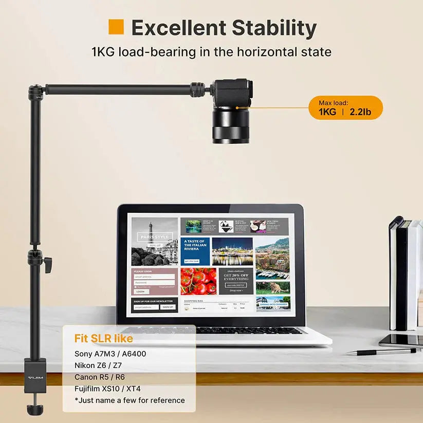 VIJIM LS08 Flexible Overhead Camera Mount with Desk Clamp Ulanzi