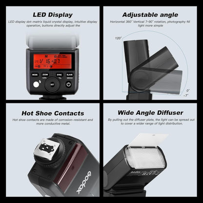 Godox TT350 Mini Thinklite TTL Flash (Black)