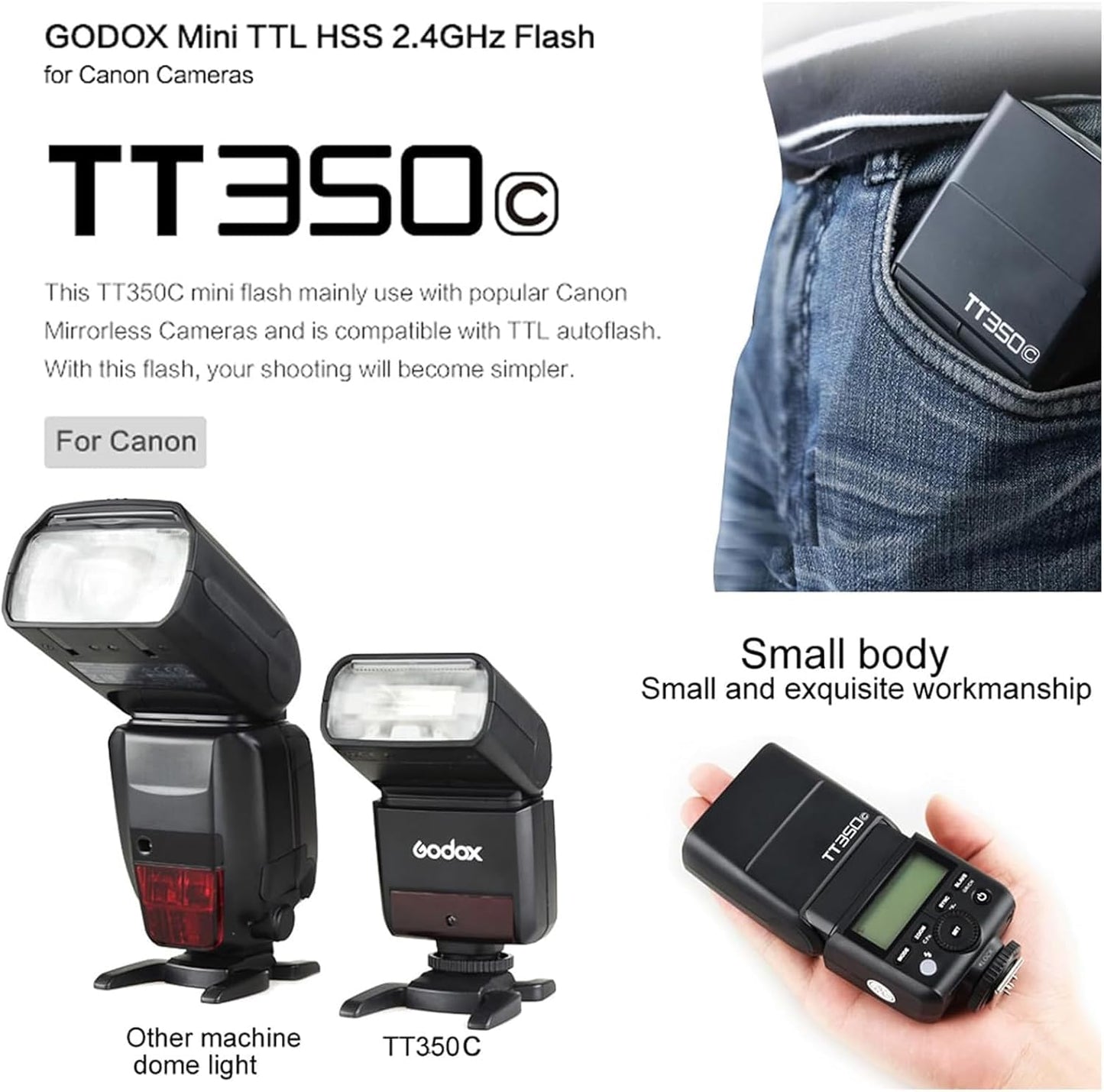 Godox TT350 Mini Thinklite TTL Flash (Black)
