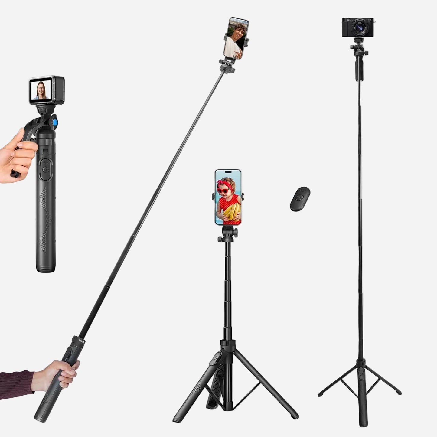 HIFFIN HST-61 63 Selfie Stick Tripod with Wireless Remote