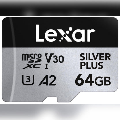 Lexar Silver Plus 64GB microSDXC Memory Card, High-Speed Performance for Full HD & 4K Recording
