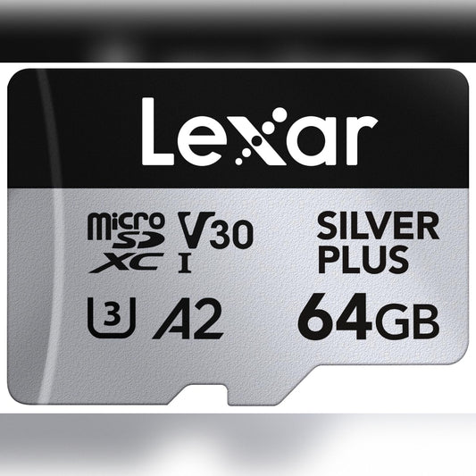 Lexar Silver Plus 64GB microSDXC Memory Card, High-Speed Performance for Full HD & 4K Recording