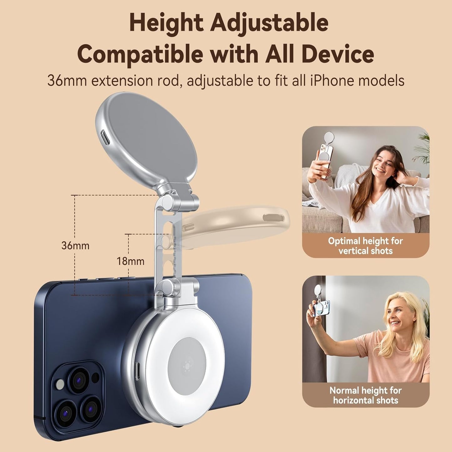 TELESIN C03 Magnetic Selfie Ring Light for Smartphones