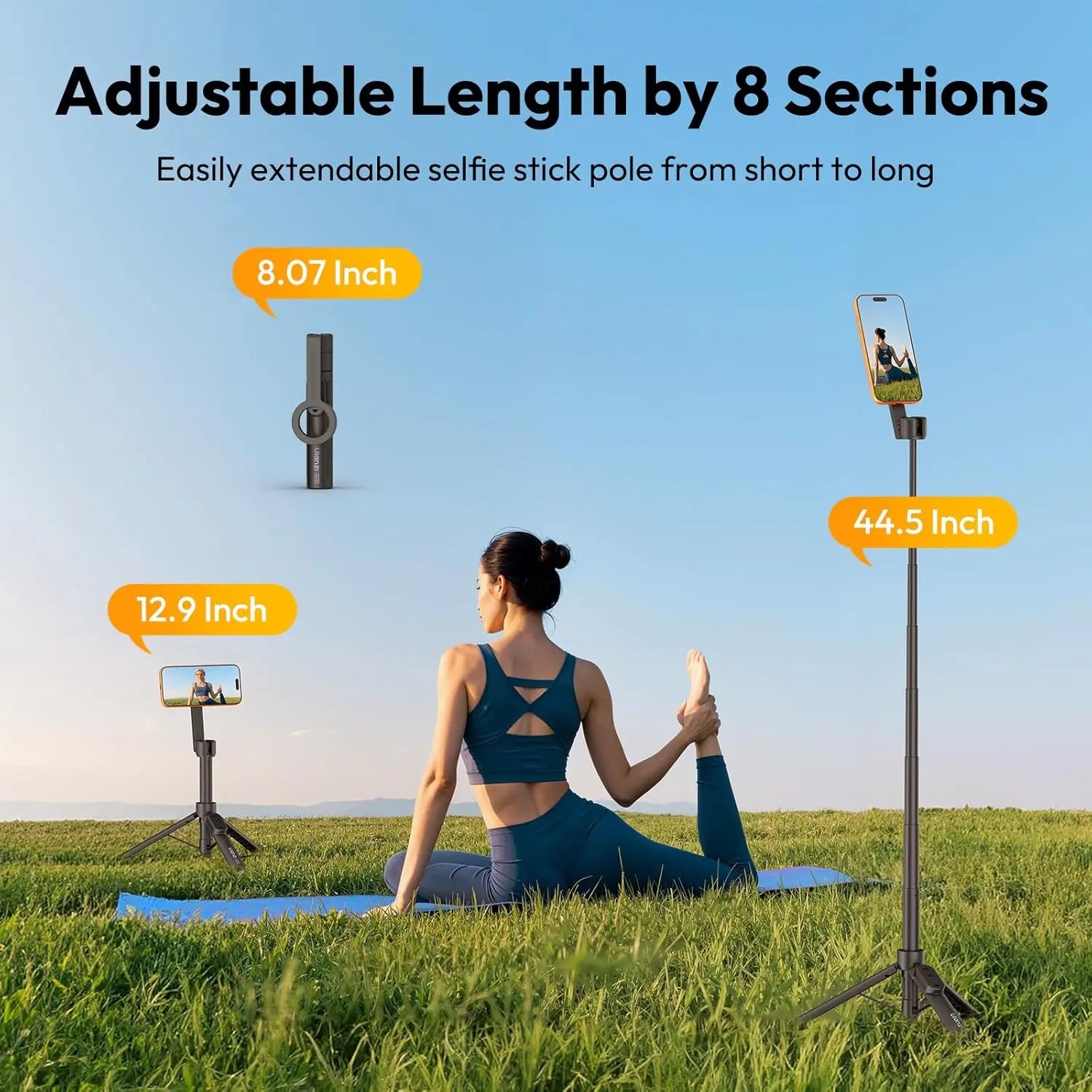 ULANZI SK26 Magnetic Phone Tripod 44.5 Inch 2 in 1 Selfie Stick Tripod with Remote Ulanzi