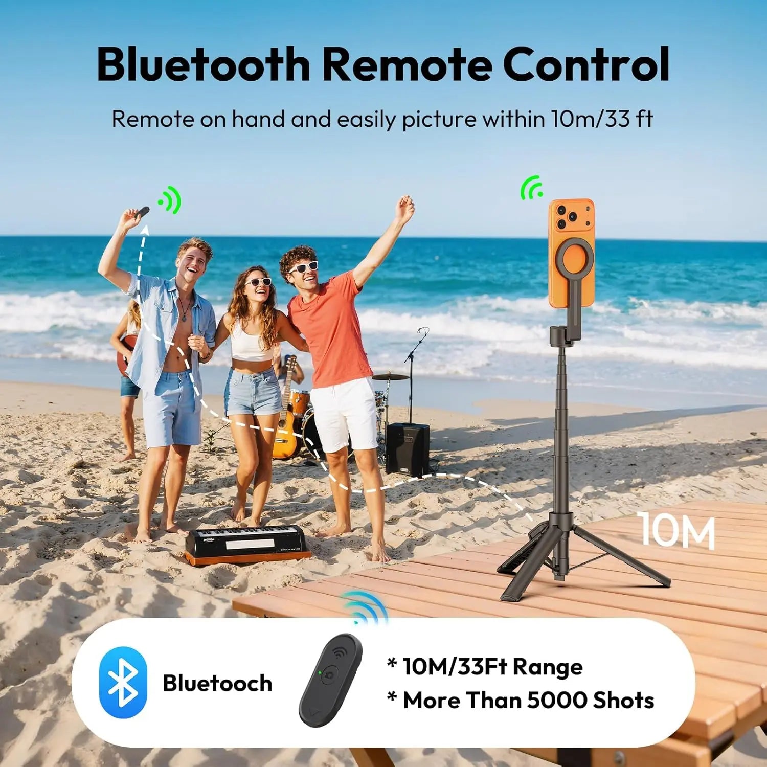 ULANZI SK26 Magnetic Phone Tripod 44.5 Inch 2 in 1 Selfie Stick Tripod with Remote Ulanzi